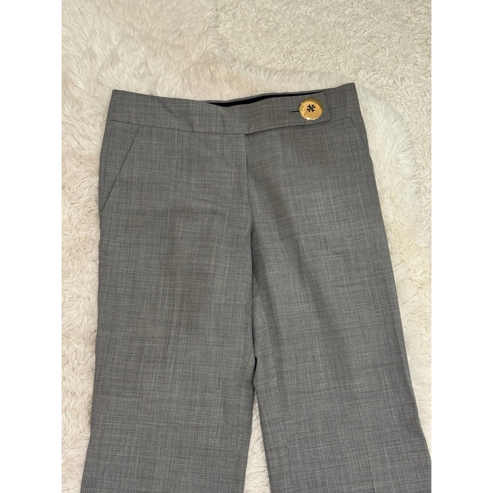 Tory Burch Grey Wool‎ Dress Pants Mid Rise With Gold buckle Size 4